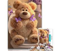 Jigsaw Puzzles 1000 Pieces for Adults Teens Teddy Bear on The Toilet Adult Jigsaw,Learning Educational Toys Family Games Unique Birthday And Gifts 26x38cm