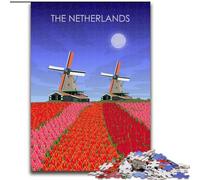 Jigsaw Puzzles 1000 Pieces for Adults Teens The Netherlands Windmill Educational Games Home Decoration Artists Collection, Fine Art (50x75cm) 1000pcs