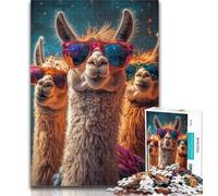 Jigsaw Puzzles 1000 Pieces for Adults Teens Three Alpacas 1000 Piece Puzzle,with Matching Poster And Trivia Sheet for Ages 14+ 50x75cm