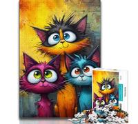 Jigsaw Puzzles 1000 Pieces for Adults Teens Three Cats,Challenging Game for Is Ideal As A Gift for The Whole Family (75x50cm)