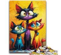Jigsaw Puzzles 1000 Pieces for Adults Teens Three Cats Teenager Puzzles,Family Educational Games Home Decoration Gift (75x50cm)