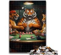 Jigsaw Puzzles 1000 Pieces for Adults Teens Tiger Poker Adult Puzzles,Challenging Game for Is Ideal As A Gift for The Whole Family (26x38cm)