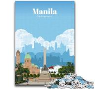 Jigsaw Puzzles 1000 Pieces for Adults Teens Travel to Manila 1000 Piece Puzzle,Staycation Kill Time with Fully Interlocking Randomly Shaped Pieces (26x38cm)
