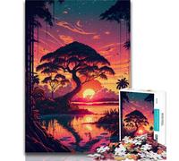 Jigsaw Puzzles 1000 Pieces for Adults Teens Tropical Sunset Adult Puzzles,Challenging Game for Is Ideal As A Gift for The Whole Family 38x26cm