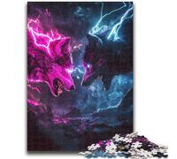 Jigsaw Puzzles 1000 Pieces for Adults Teens Two Wolves Family Fun with Matching Poster And Trivia Sheet for Age 14+ 50x75cm