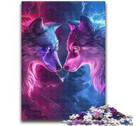 Jigsaw Puzzles 1000 Pieces for Adults Teens Two Wolves in Colour Teenager Puzzles,Learning Educational Toys Family Games Unique Birthday And Gifts (26x38cm)