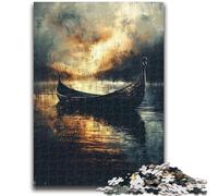 Jigsaw Puzzles 1000 Pieces for Adults Teens Viking Drakkar Boat 1000 Piece Puzzle,with Matching Poster And Trivia Sheet for Ages 14+ (50x75cm)