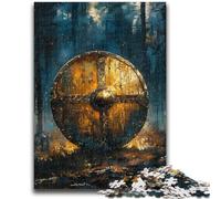 Jigsaw Puzzles 1000 Pieces for Adults Teens Viking Knight Shield Teenager Puzzles,Family Educational Games Home Decoration Gift (38x26cm)
