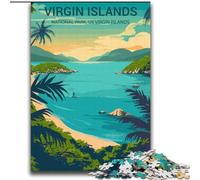 Jigsaw Puzzles 1000 Pieces for Adults Teens Virgin Islands National Park Poster Staycation Kill Time with Fully Interlocking Randomly Shaped Pieces (38x52cm) 1000pcs