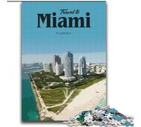 Jigsaw Puzzles 1000 Pieces for Adults Teens Visit Miami, Suitable for People Aged 14 And Above Educational Games Secret Santa Gifts 75x100cm
