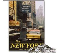 Jigsaw Puzzles 1000 Pieces for Adults Teens Visit New York Staycation Kill Time with Fully Interlocking Randomly Shaped Pieces (26x38cm) 1000pcs