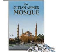 Jigsaw Puzzles 1000 Pieces for Adults Teens Visit Sultan Ahmed Mosque, Suitable for People Aged 14 And Above Educational Games Secret Santa Gifts 26x38cm