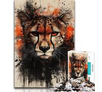 Jigsaw Puzzles 1000 Pieces for Adults Teens Watercolor Cheetah Adult Puzzles,Suitable for Desktop Decoration for And Age 14 (size 75x50cm)