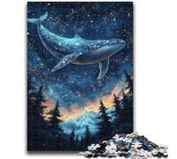 Jigsaw Puzzles 1000 Pieces for Adults Teens Whales Under The Starry Sky Teenager Puzzles,Family Educational Games Home Decoration Gift (38x26cm)
