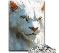 Jigsaw Puzzles 1000 Pieces for Adults Teens White Lion Family Fun with Matching Poster And Trivia Sheet for Age 14+ 26x38cm