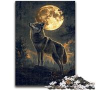 Jigsaw Puzzles 1000 Pieces for Adults Teens Wolf Under The Moon for Age 14+ Challenging To Complete But Fun And Humorous Great Gifts And Toys 38x26cm