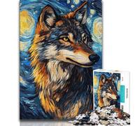 Jigsaw Puzzles 1000 Pieces for Adults Teens Wolf Under The Night Sky,Stress Reliever Staycation Kill Time Wishlist with Santa Claus (75x50cm)