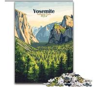 Jigsaw Puzzles 1000 Pieces for Adults Teens Yosemite National Park Poster, Learning Educational Toys Unique Birthday And Gifts for Age 14+ 50x75cm
