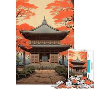 Jigsaw Puzzles 1000 Pieces for Adults Temple Japanese Painting Toys Educational Games Practical Game Learning Educational Gifts Ideas (Size 38x52cm)