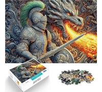 Jigsaw Puzzles 1000 Pieces for Adults The Knight and the Dragon Made of wood for ages 14 and over DIY Educational Games because it is ideal as a gift for the whole family。size:50x75cm