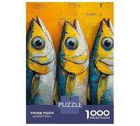 Jigsaw Puzzles 1000 Pieces for Adults Three Fish Painting Jigsaws for Adults Fun Games A Work of Art Deal As Gifts for The Whole Family 52x38cm/1000pcs