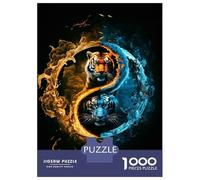 Jigsaw Puzzles 1000 Pieces for Adults Tiger Yin And Yang Adult Jigsaw Relax Games Difficult Challenge Help The Brain Exercise 70x50cm/1000pcs