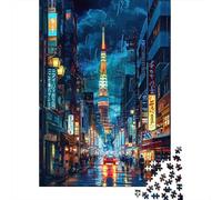 Jigsaw Puzzles 1000 Pieces for Adults Tokyo Tower Neon Night-1 Jigsaw for Adults Relaxing Games Difficult Challenge for Birthday, Chrismas 38x26cm/1000pcs