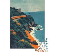 Jigsaw Puzzles 1000 Pieces for Adults Train Journey by The Sea Adult Puzzles Toy Wall Decor But Fun And Humorous Help The Brain Exercise 38x26cm/1000pcs