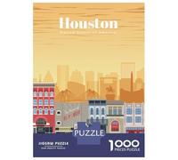 Jigsaw Puzzles 1000 Pieces for Adults Travel to Houston Adult Jigsaw Relax Games Difficult Challenge Help The Brain Exercise 52x38cm/1000pcs