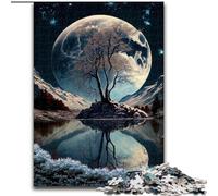Jigsaw Puzzles 1000 Pieces for Adults Tree on The Moon Wooden Jigsaw Puzzles Teenager Stress Reduction Cool Unique Gift for Family (Size 50x75cm)