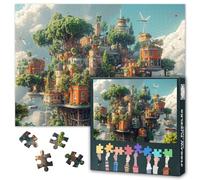 Jigsaw Puzzles 1000 Pieces for Adults Treehouse Ecological City Puzzle Magical Tree House Home Wall Decoration Challenging & Vivid Detail Ideal for Puzzle Enthusiasts Size: 50x70cm