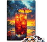 Jigsaw Puzzles 1000 Pieces for Adults Tropical Drink at Sunset Beach Difficult Hard Brain Teaser Game Secret Santa Gifts 38x26cm