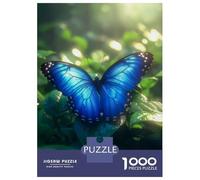 Jigsaw Puzzles 1000 Pieces for Adults Tropical Rainforest Blue Morpho Butterfly Jigsaw for Adults Family Games A Work of Art Help The Brain Exercise 52x38cm/1000pcs