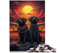 Jigsaw Puzzles 1000 Pieces for Adults Two dogs sitting near airplane Game Toys 26x38cm Unique Birthday and Gifts for teenager Age 14+