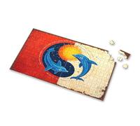 Jigsaw Puzzles 1000 Pieces For Adults Two Dolphins Facing Each Other With A Sun In The Background. Picture Puzzle 100 Piece Puzzles For Kids 3 Year Old Girl Gifts(1000PCS)