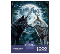 Jigsaw Puzzles 1000 Pieces for Adults Two Wolf in Forest Moon Jigsaw Puzzle DIY Toys But Fun And Humorous Deal As Gifts for The Whole Family 52x38cm/1000pcs