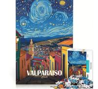 Jigsaw Puzzles 1000 Pieces for Adults Valparaiso Chile Starry Night Art Educational Game Hand Speed Race Birthday Present,Travel Gifts 38x52cm