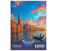 Jigsaw Puzzles 1000 Pieces for Adults Venice Italy Gondola Sunset Painting Adult Puzzles Relaxing Games But Fun And Humorous for Birthday, Chrismas 70x50cm/1000pcs