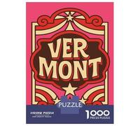 Jigsaw Puzzles 1000 Pieces for Adults Vermont Retro Style Text Art Jigsaw for Adults Family Games A Work of Art Help The Brain Exercise 38x26cm/1000pcs