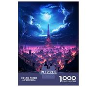 Jigsaw Puzzles 1000 Pieces for Adults Vibrant City Moon Night Puzzles for Adults DIY Toys Home Decoration Help The Brain Exercise 38x26cm/1000pcs