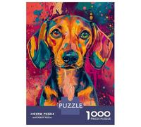 Jigsaw Puzzles 1000 Pieces for Adults Vibrant Dachshund Art -1 Jigsaw for Adults Fun Games Presents for Women Help The Brain Exercise 38x26cm/1000pcs