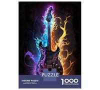 Jigsaw Puzzles 1000 Pieces for Adults Vibrant Lightning Guitar Puzzles for Adults Fun Games Improve Memory Deal As Gifts for The Whole Family 52x38cm/1000pcs