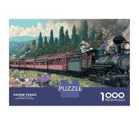 Jigsaw Puzzles 1000 Pieces for Adults Vintage Steam Train Journey Through Lush Gardens Adult Jigsaw Relax Games Difficult Challenge Help The Brain Exercise 38x26cm/1000pcs