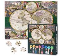 Jigsaw Puzzles 1000 Pieces for Adults Vintage World Map Puzzle Antique Map 1000 Puzzle Home Wall Decoration Challenging Puzzles Suitable for Game Nights Finished Size: 70x50cm