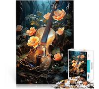Jigsaw Puzzles 1000 Pieces for Adults Violin in Flowers Herausfordernd Schwierig Die Liebe zwischen Paaren stärken75x50cm