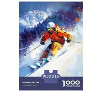 Jigsaw Puzzles 1000 Pieces for Adults Vivid Ski Descent Jigsaw for Adults Fun Games Presents for Women Help The Brain Exercise 38x26cm/1000pcs