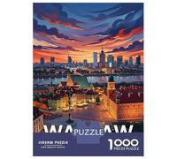 Jigsaw Puzzles 1000 Pieces for Adults Warsaw, Poland Cityscape at Sunset Puzzle for Adults Toy Wall Decor Hand Speed Race Stress Reduction Gifts 38x26cm/1000pcs