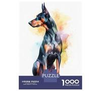 Jigsaw Puzzles 1000 Pieces for Adults Watercolor Doberman Puppy Puzzle for Adults Family Game Wall Decoration for Birthday, Chrismas 70x50cm/1000pcs