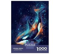 Jigsaw Puzzles 1000 Pieces for Adults Watercolor Orca Whale in Deep Blue Jigsaw Puzzle DIY Toys But Fun And Humorous Deal As Gifts for The Whole Family 38x26cm/1000pcs
