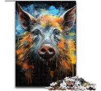 Jigsaw Puzzles 1000 Pieces for Adults Watercolour Wild Boar Puzzles for Adults Perfect DIY Art Decor Or Birthday Gift size 26x38cm